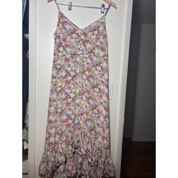 Rails Frida Floral Asymmetric Hem Dress Size Medium White Pink Sundress Feminine - Picture 3 of 7